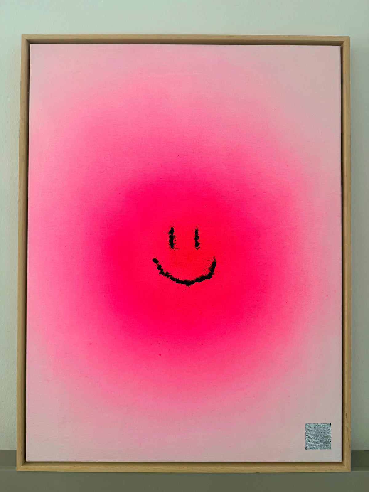happy smiley | pink on canvas