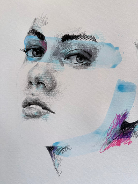 portrait | blue scribble IV