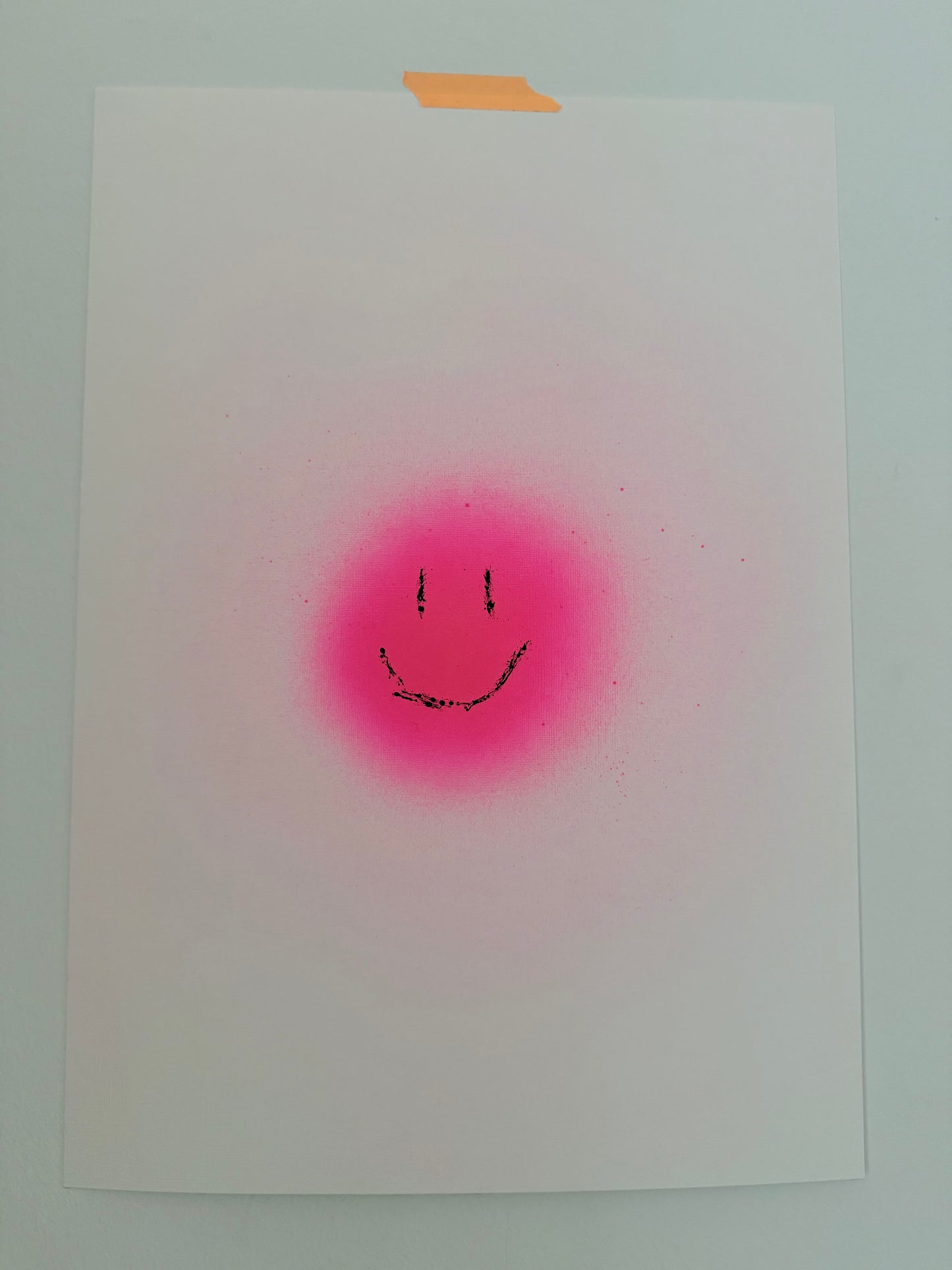 happy smiley | pink on paper