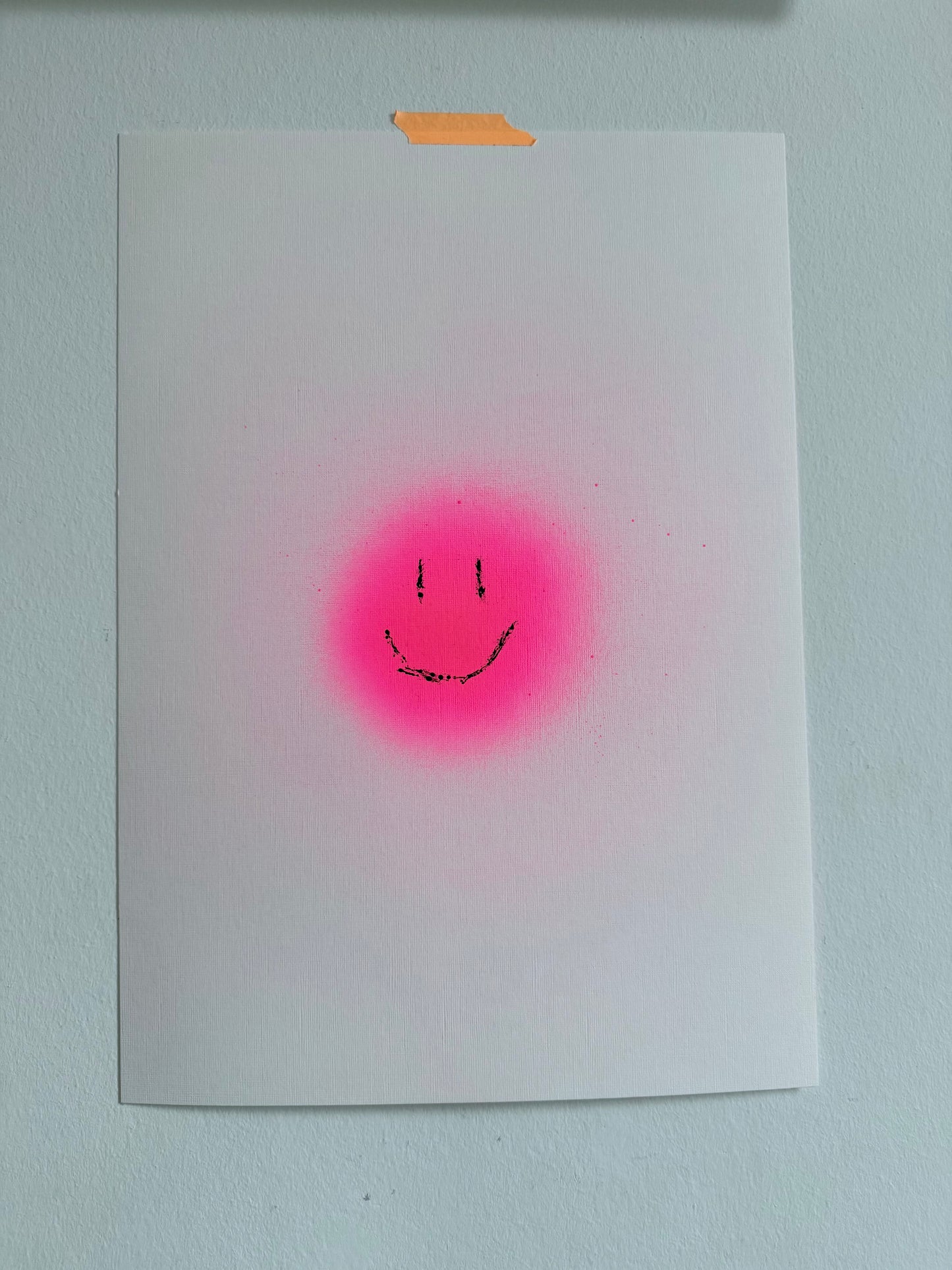 happy smiley | pink on paper