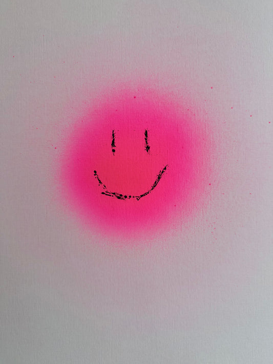 happy smiley | pink on paper
