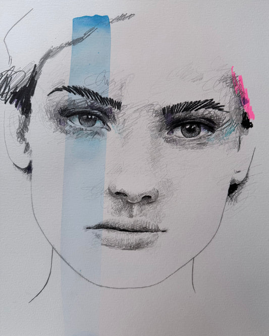 portrait | blue scribble V