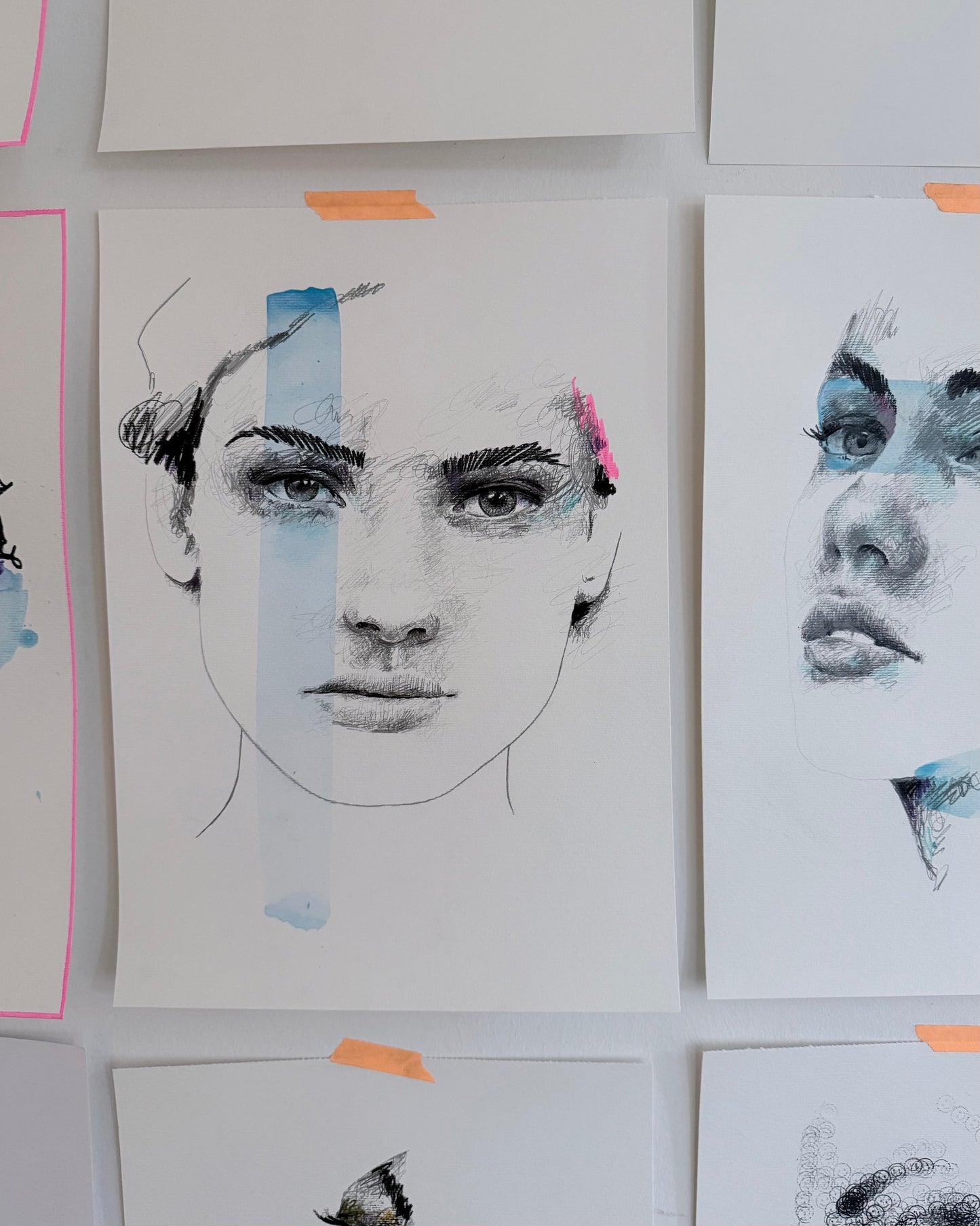 portrait | blue scribble V