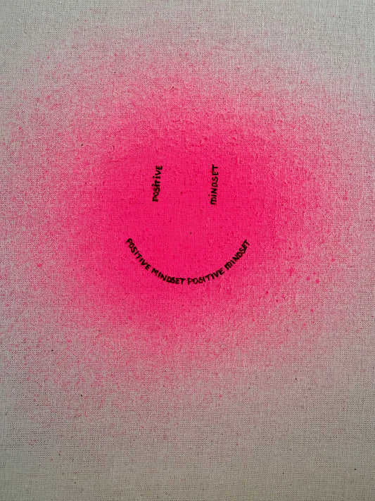 happy smiley | pink on cotton