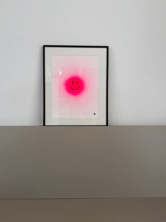 happy smiley | pink on paper